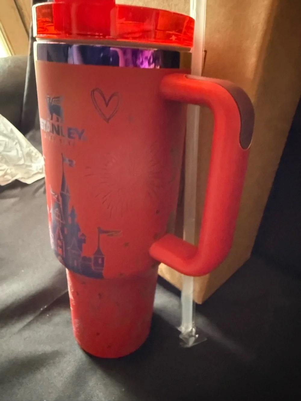 New Stanley 40oz Red Laser Engraved Magical Castle and Friends with Straw - Picture 6 of 14